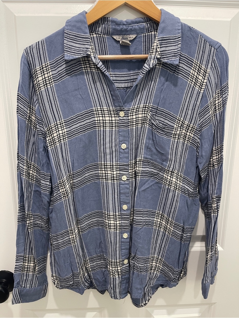 Bass Blue and White Plaid Button-Down Shirt